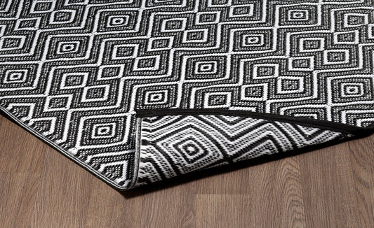 Indoor/Outdoor Black White Reversible Rug Outdoor Area Rug, Outdoor carpet, outdoor mat, picnic mat