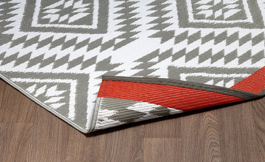 Indoor/Outdoor Grey White Red Reversible Rug Outdoor Area Rug, Outdoor carpet, outdoor mat, picnic mat