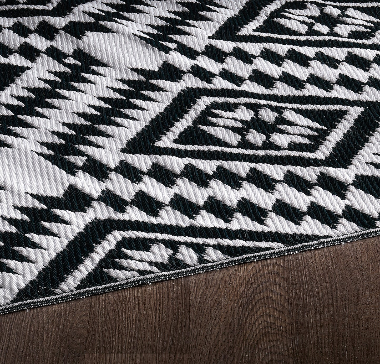 Indoor/Outdoor Black White Yellow Reversible Rug Outdoor Area Rug, Outdoor carpet, outdoor mat, picnic mat