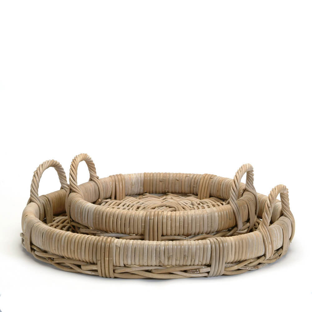 Round Rattan Tray - Set Of 2