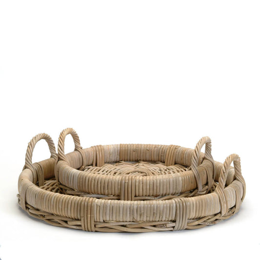 Round Rattan Tray - Set Of 2