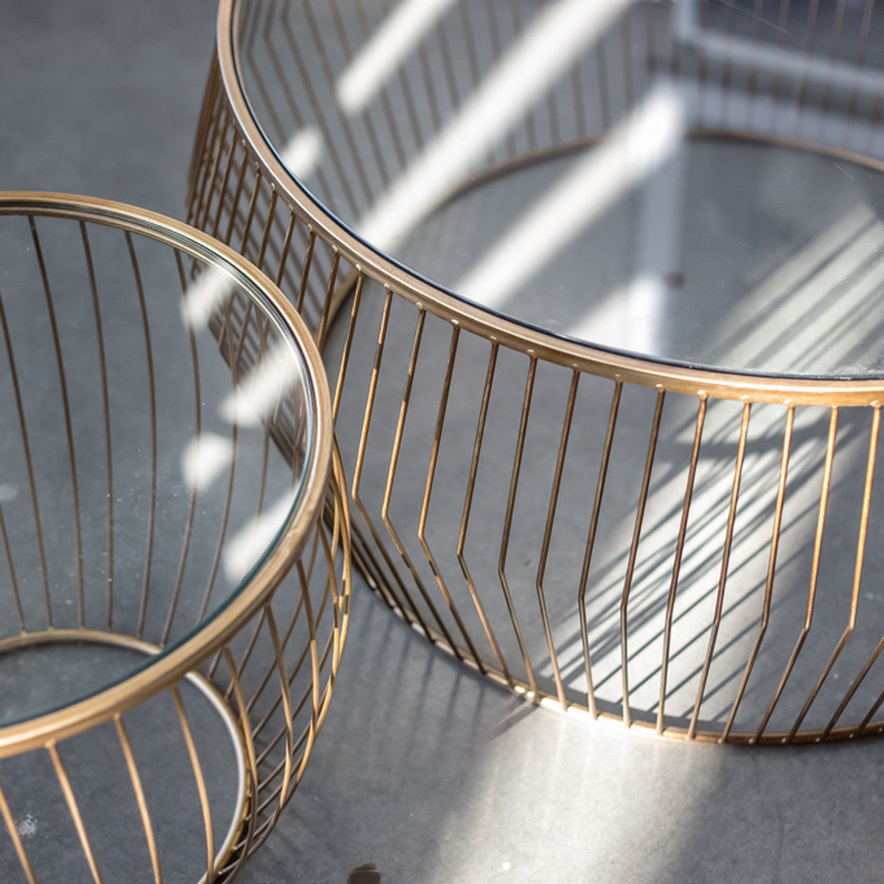 Cyclone Glass Tables - Gold (Set of 2)