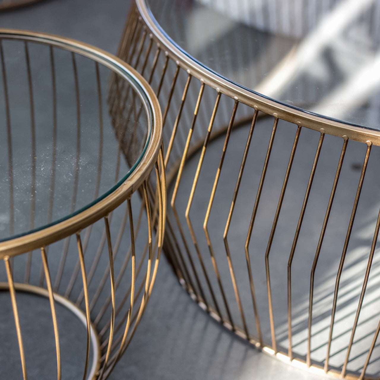 Cyclone Glass Tables - Gold (Set of 2)