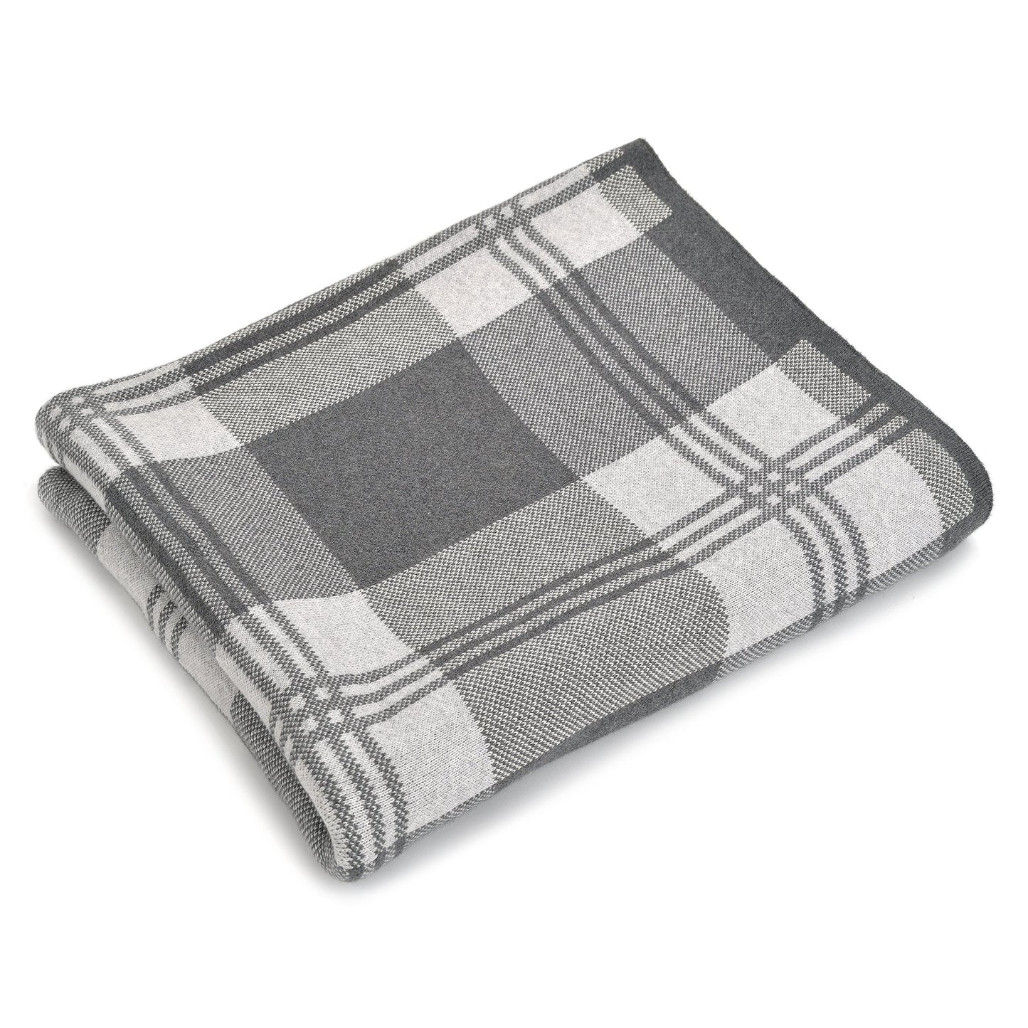 James Plaid Pillow and Throw Set - Grey