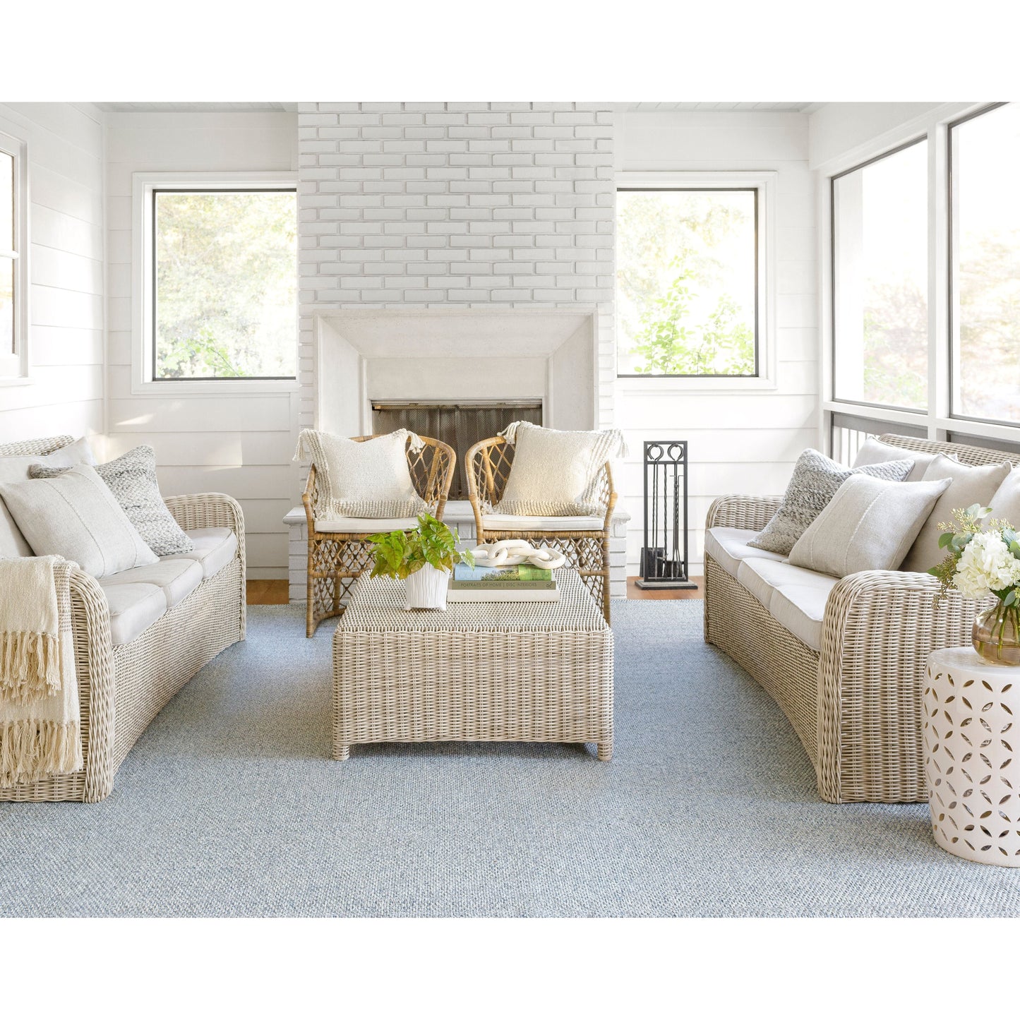 Birdie Indoor Outdoor Rug - Blue