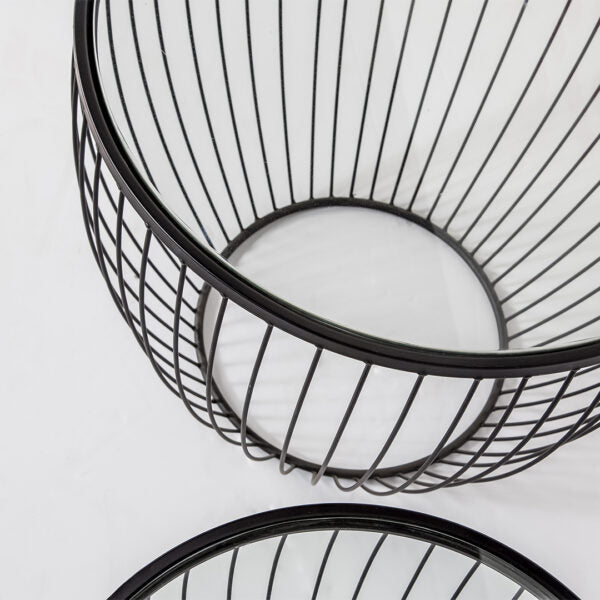 Cyclone Glass Tables - Matte Black (Set of 2) ANCHORED IN MUSKOKA