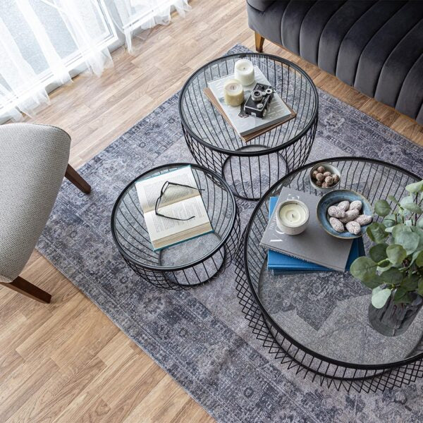 Cyclone Glass Tables - Matte Black (Set of 2) ANCHORED IN MUSKOKA