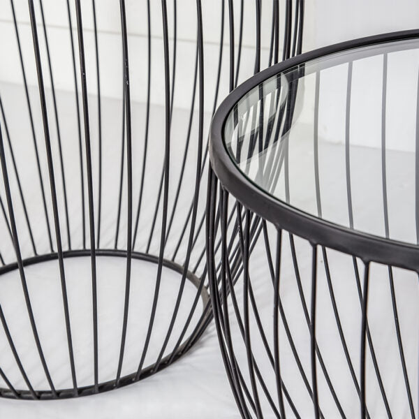Cyclone Glass Tables - Matte Black (Set of 2) ANCHORED IN MUSKOKA