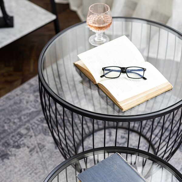 Cyclone Glass Tables - Matte Black (Set of 2) ANCHORED IN MUSKOKA