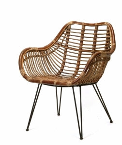 Dark Rattan & Iron Arm Chair ANCHORED IN MUSKOKA