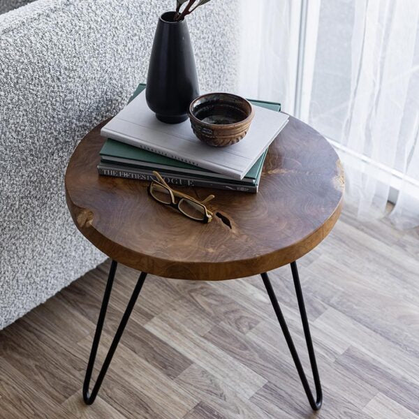 Natura Hairpin Round Accent Table ANCHORED IN MUSKOKA