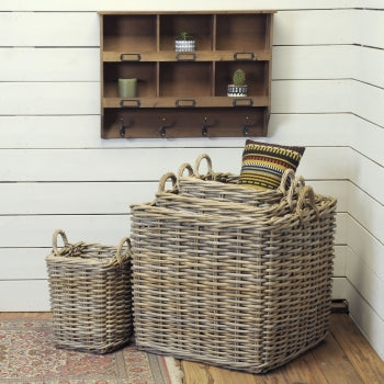 Square Grey Storage Basket Set Of 4 ANCHORED IN MUSKOKA