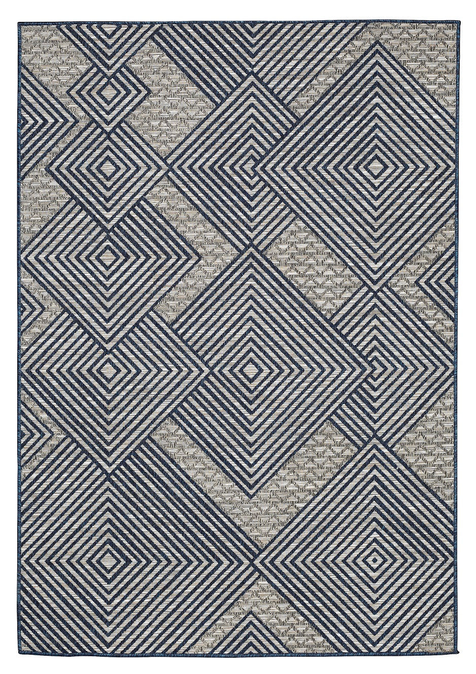 Odessa 1607 Light Grey Navy Indoor Outdoor Rug - Erbanica