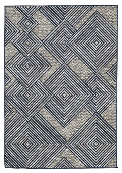 Odessa 1607 Light Grey Navy Indoor Outdoor Rug - Erbanica