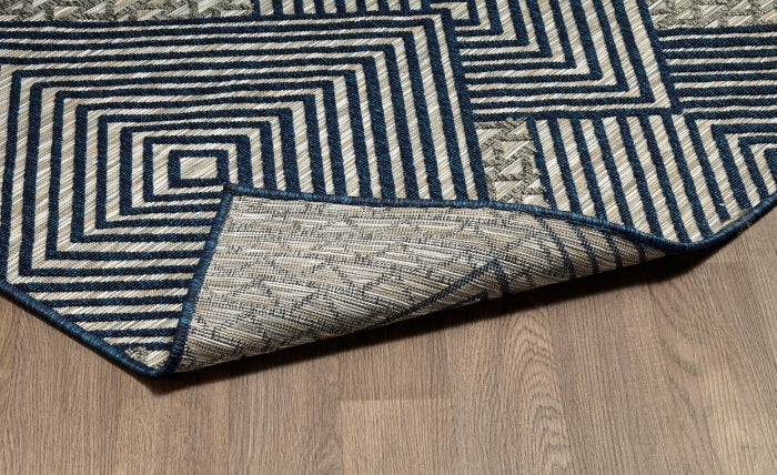 Odessa 1607 Light Grey Navy Indoor Outdoor Rug - Erbanica