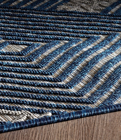 Odessa 1607 Light Grey Navy Indoor Outdoor Rug - Erbanica