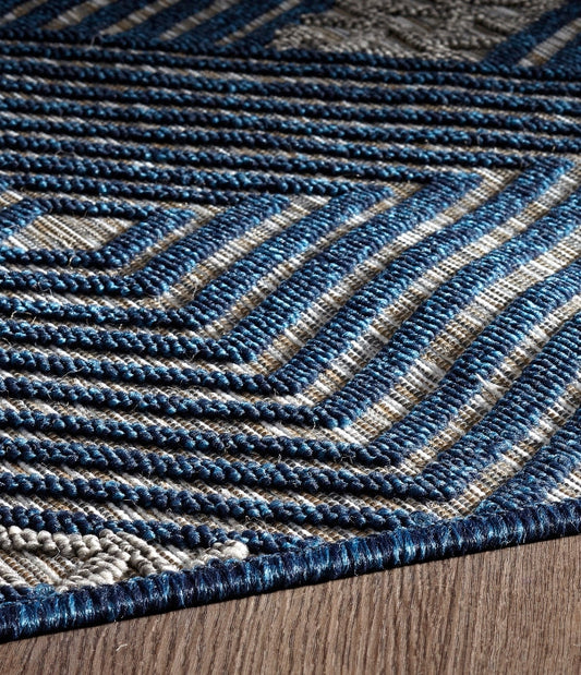 Odessa 1607 Light Grey Navy Indoor Outdoor Rug - Erbanica