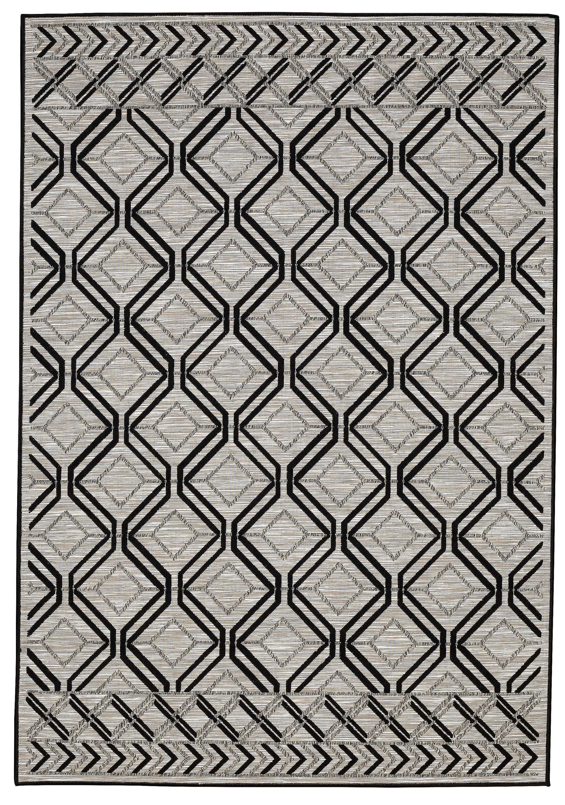 Modern Contemporary Polypropylene Trellis Black Grey Rug - Erbanica