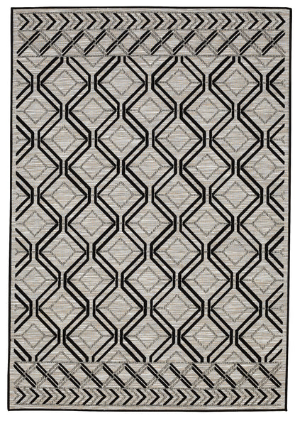 Modern Contemporary Polypropylene Trellis Black Grey Rug - Erbanica