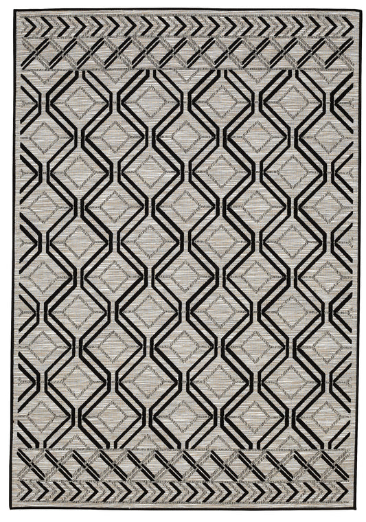 Modern Contemporary Polypropylene Trellis Black Grey Rug - Erbanica