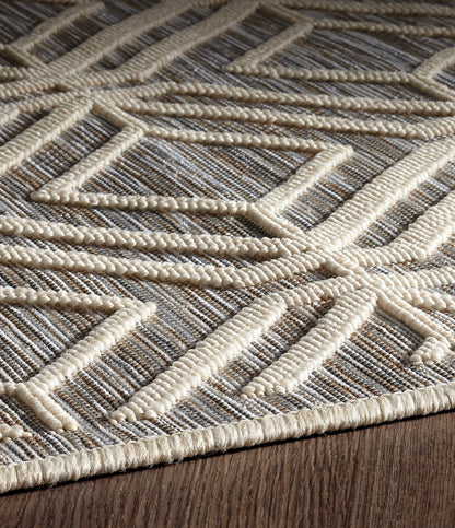 Modern Contemporary Polypropylene Trellis Ivory Rug - Erbanica