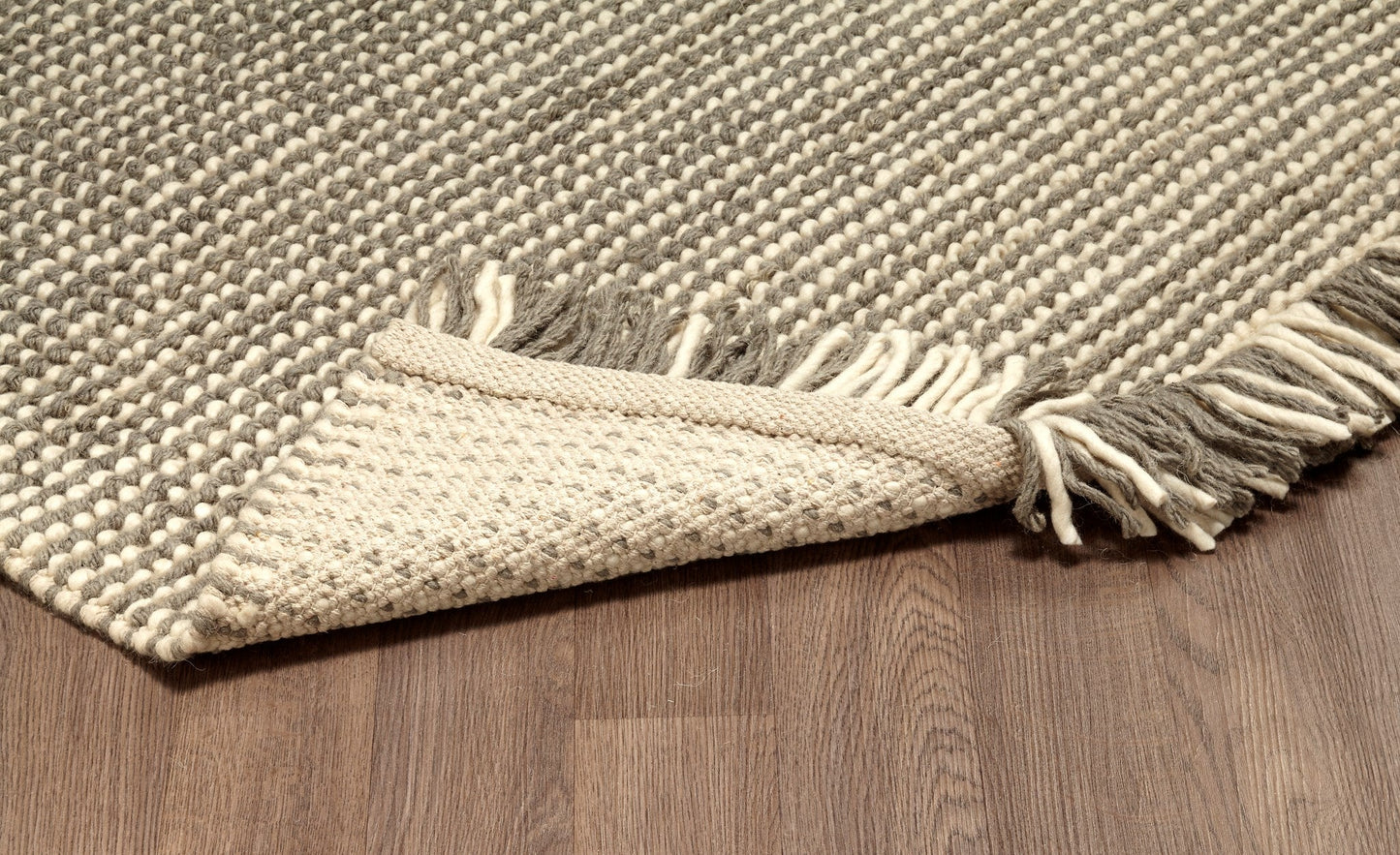 Zurich Hand Loomed Wool Grey Ivory Area Rug