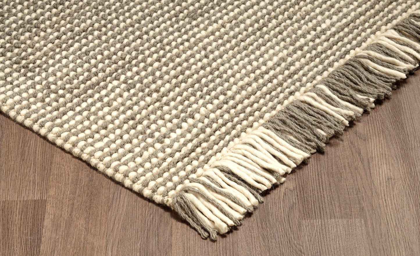 Zurich Hand Loomed Wool Grey Ivory Area Rug