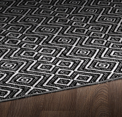 Indoor/Outdoor Black White Reversible Rug Outdoor Area Rug, Outdoor carpet, outdoor mat, picnic mat