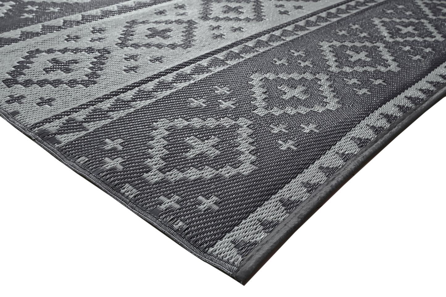 Fiesta Dark Grey 50140 Indoor/Outdoor Plastic Rug - Erbanica