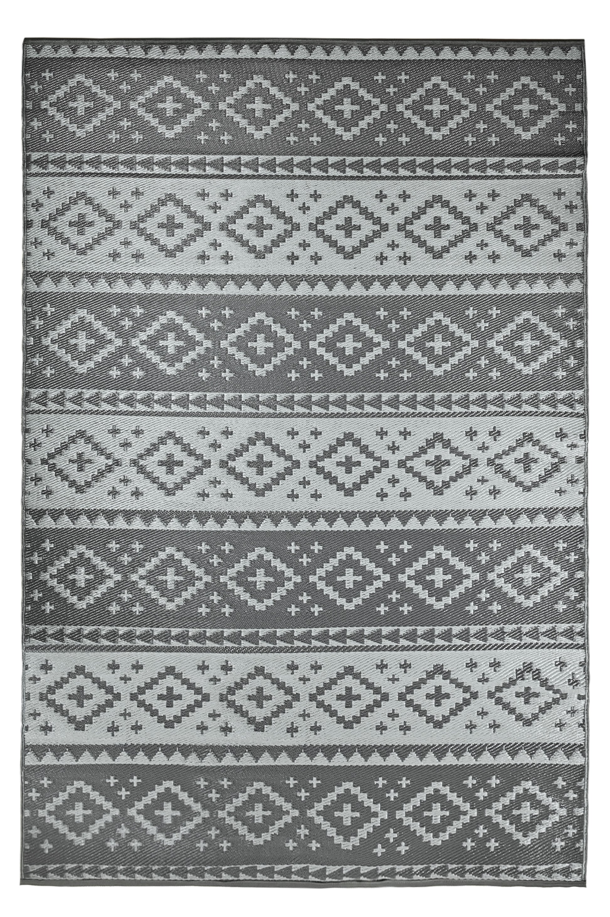 Fiesta Dark Grey 50140 Indoor/Outdoor Plastic Rug - Erbanica