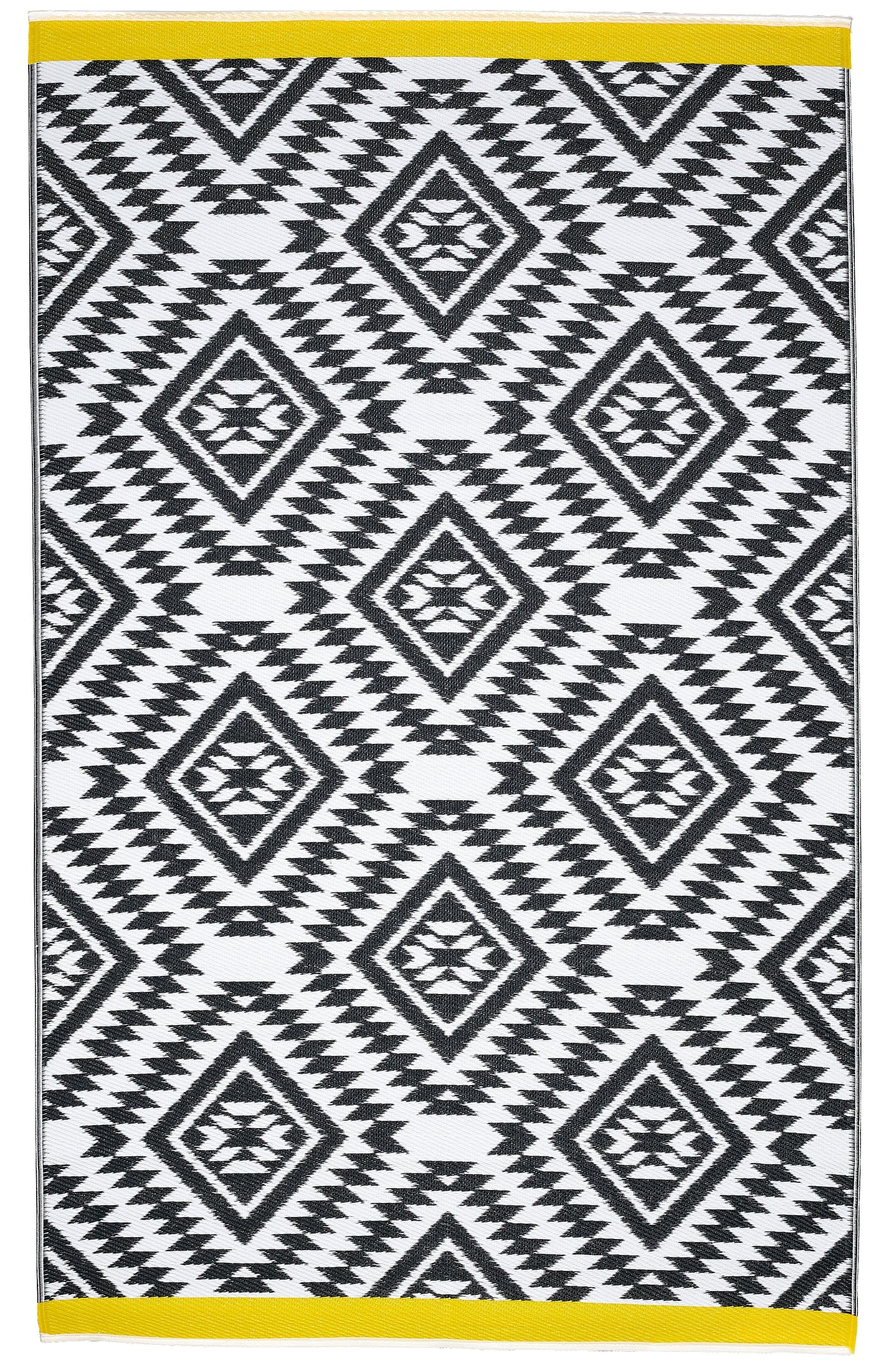 Indoor/Outdoor Black White Yellow Reversible Rug Outdoor Area Rug, Outdoor carpet, outdoor mat, picnic mat