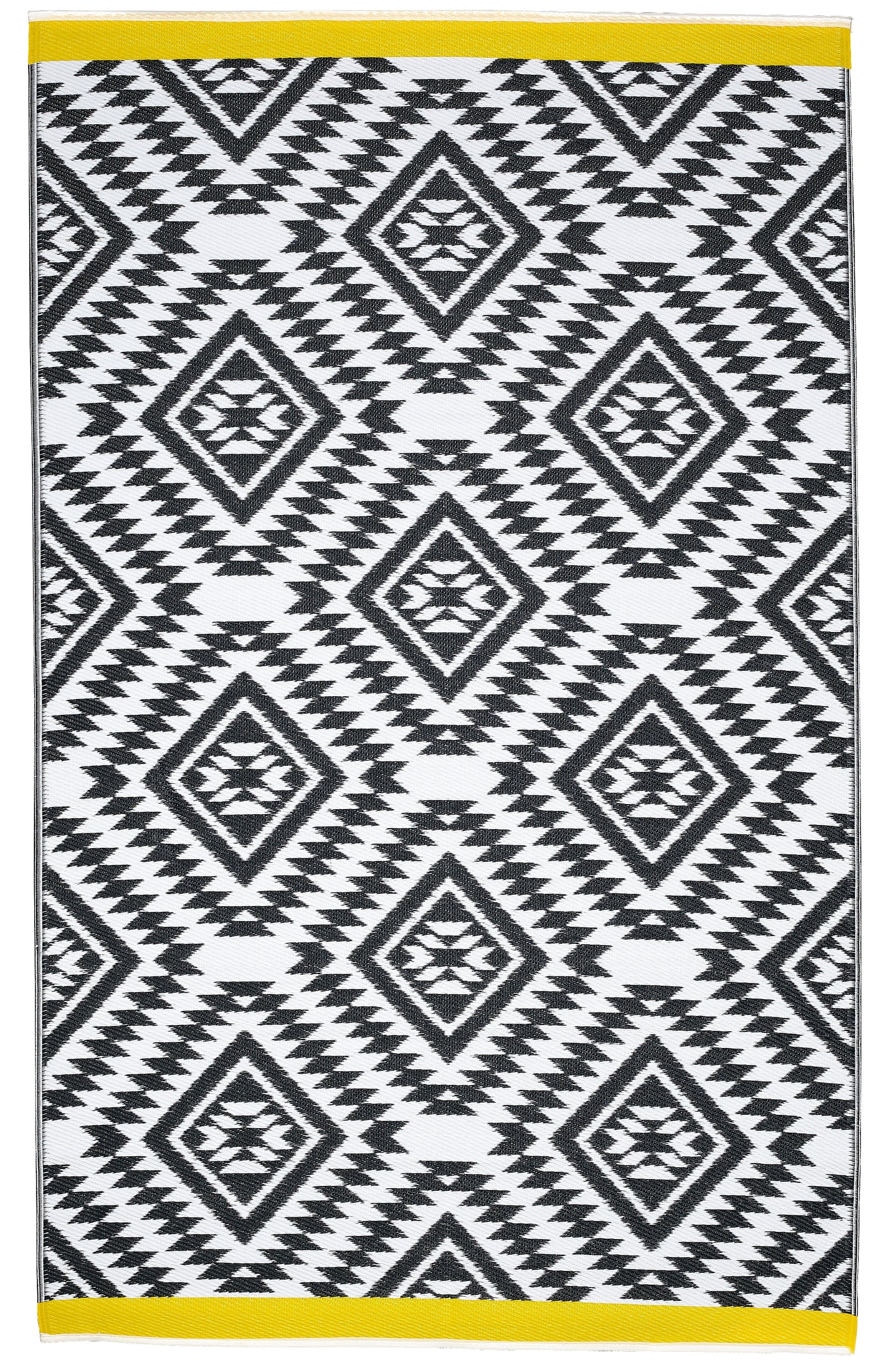 Indoor/Outdoor Black White Yellow Reversible Rug Outdoor Area Rug, Outdoor carpet, outdoor mat, picnic mat