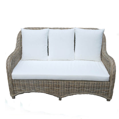 Rattan Katrina Couch With White Cushions