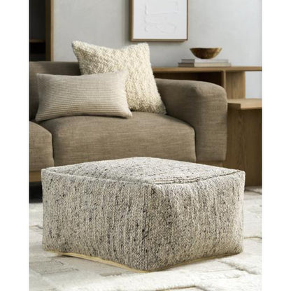 Derby Dark Brown Oatmeal  Wool Pouf