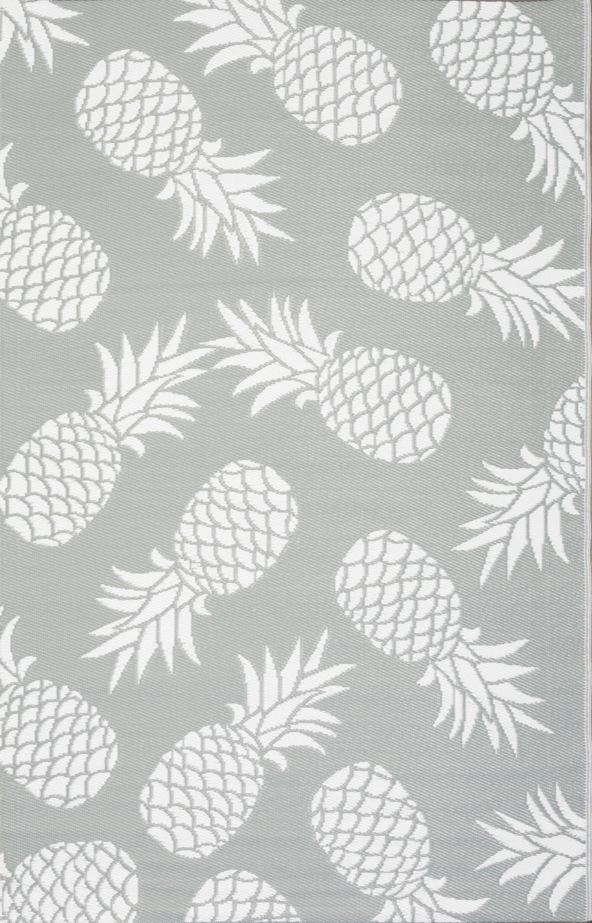 Indoor/Outdoor Grey White Pineapple Reversible Rug Outdoor Area Rug, Outdoor carpet, outdoor mat, picnic mat