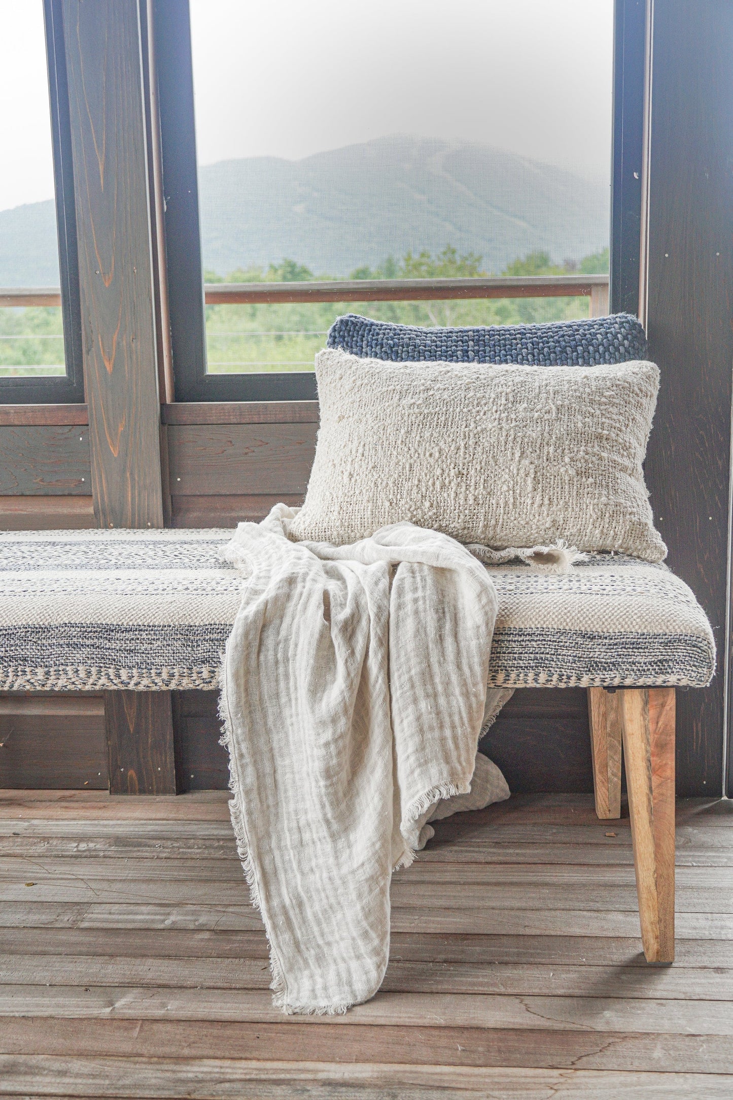 Cozy Cotton White Ivory Boucle Lumbar Pillow 14x20