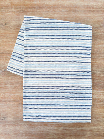 Blue Yacht Stripe Indoor Outdoor Table Runner, Placemats, and Pillows - PureAir Collection