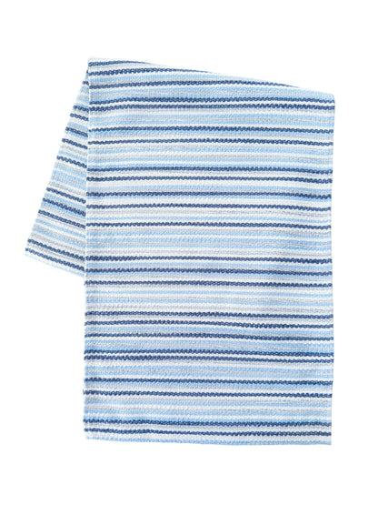 Blue Yacht Stripe Indoor Outdoor Table Runner, Placemats, and Pillows - PureAir Collection