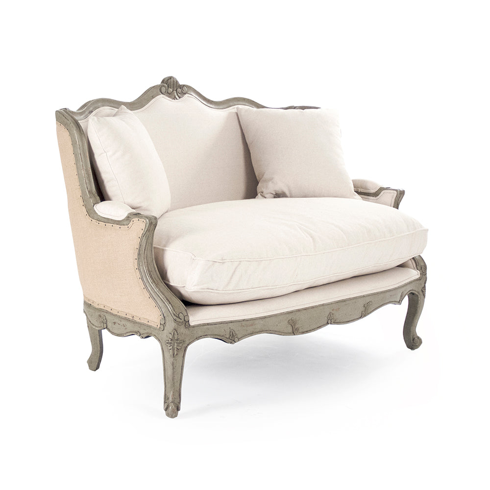 Adele Settee-Burlap Back