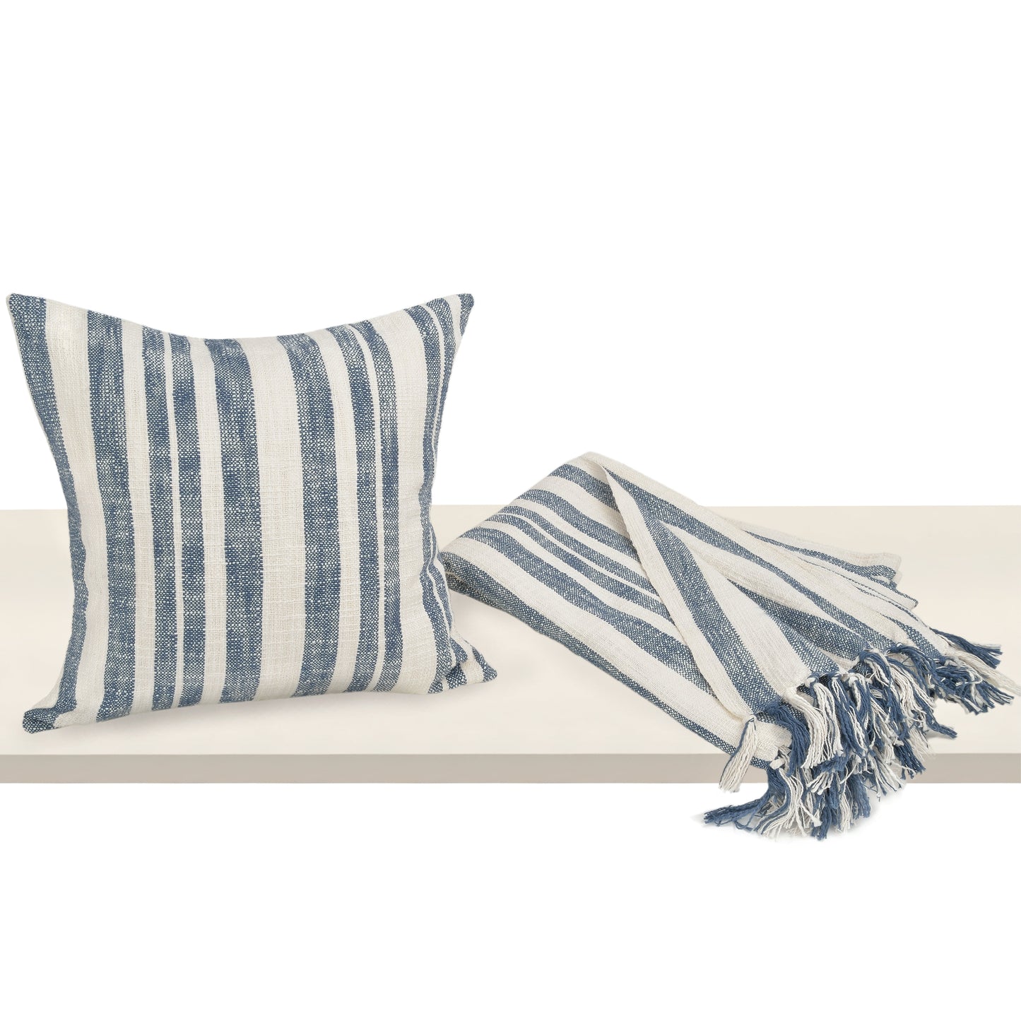 Cabana Pillow and Throw Set - Navy