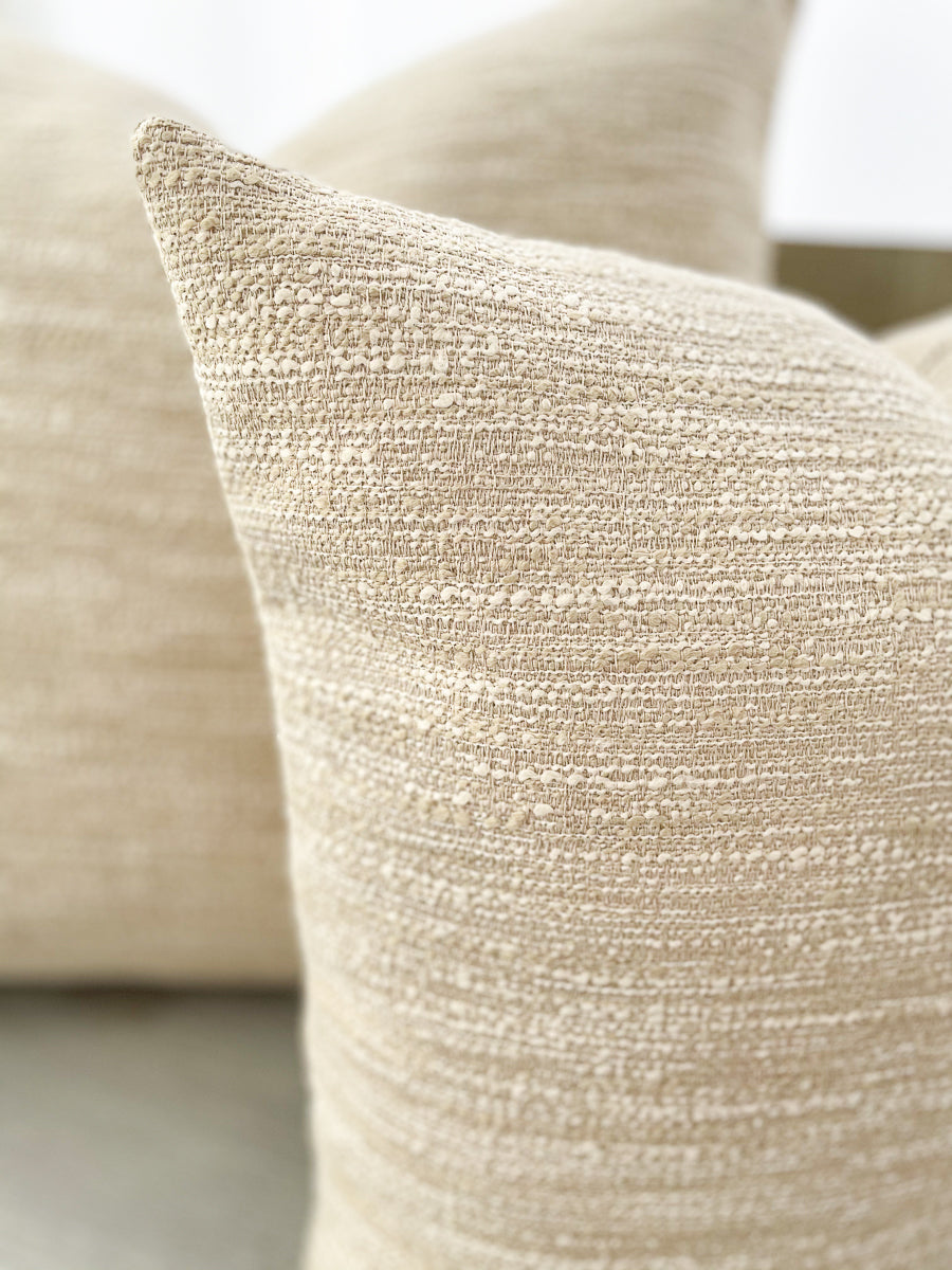 Dreamy Weave Beige Indoor Outdoor Pillows