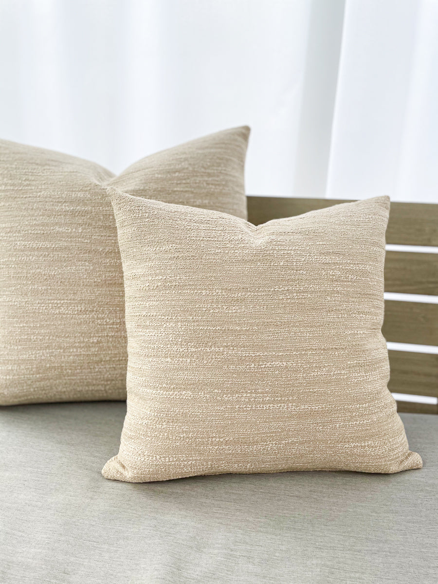 Dreamy Weave Beige Indoor Outdoor Pillows