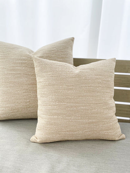 Dreamy Weave Beige Indoor Outdoor Pillows