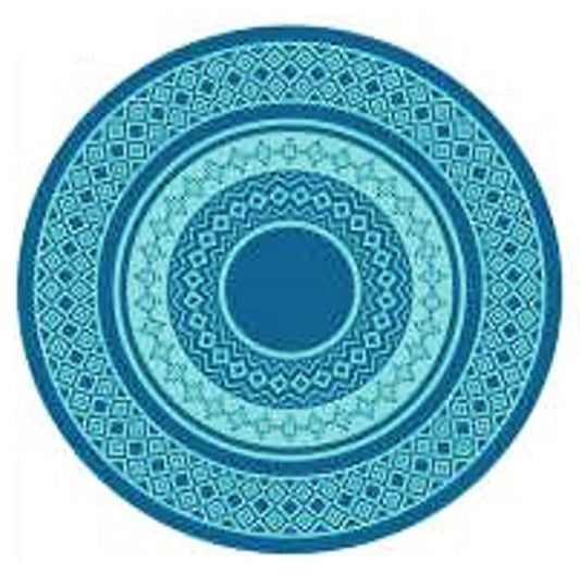 Fiesta Round Blue Indoor/Outdoor Plastic Rug - Erbanica
