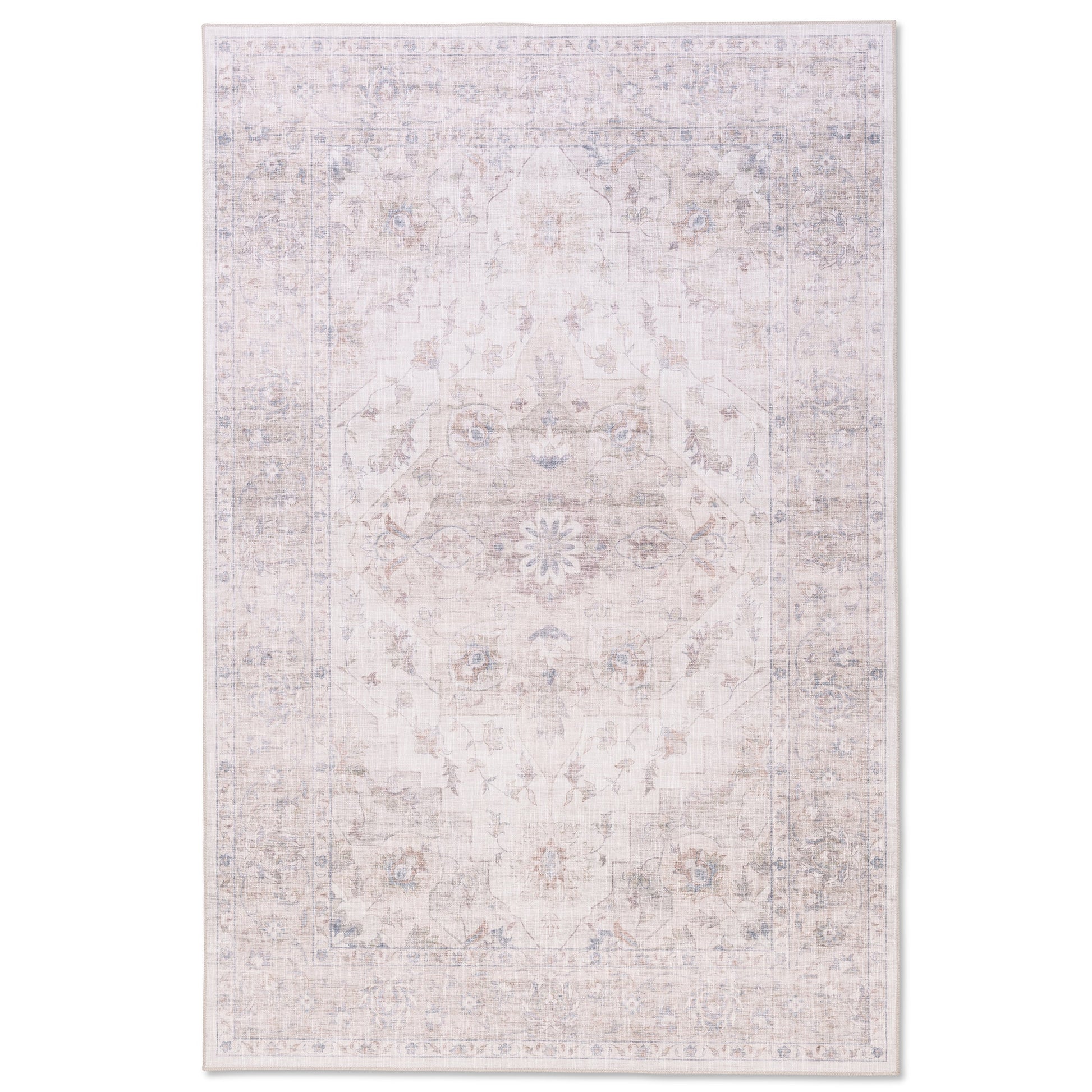 Magnolia White Bloom Premium Washable Rug - Erbanica