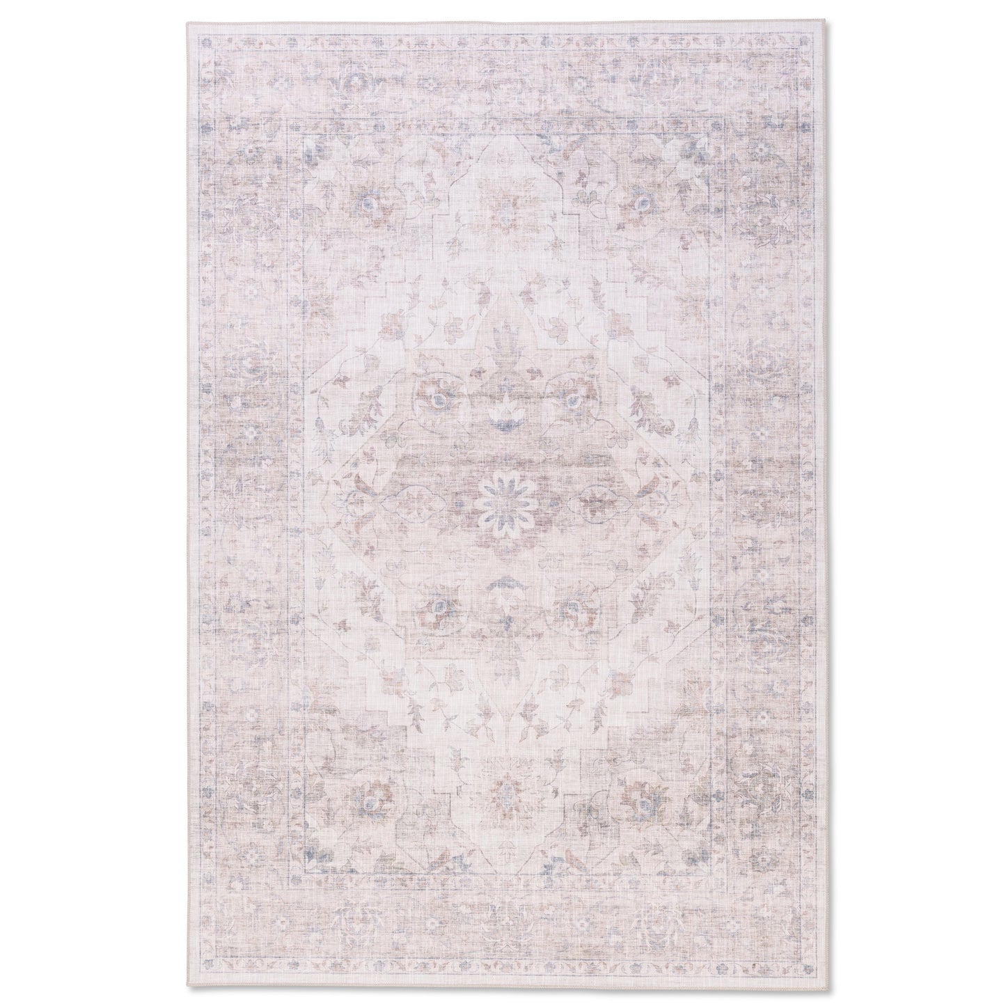Magnolia White Bloom Premium Washable Rug - Erbanica