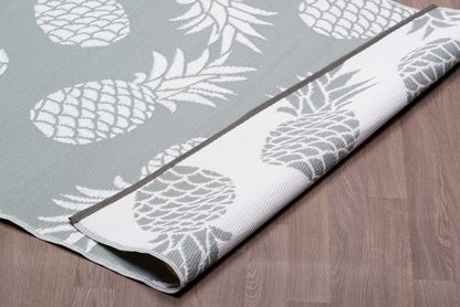 Grey Pineapple Reversible Indoor/Outdoor Plastic Rug - ErbanicaIndoor/Outdoor Grey White Pineapple Reversible Rug Outdoor Area Rug, Outdoor carpet, outdoor mat, picnic mat