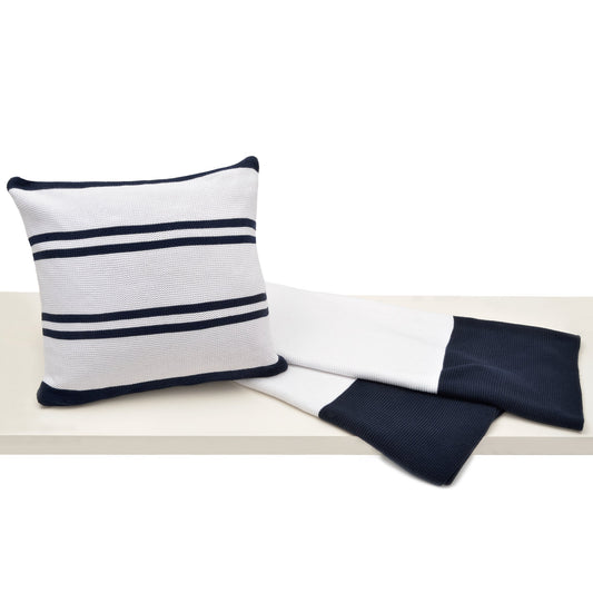 Hudson Pillow and Liam Throw Set - Navy