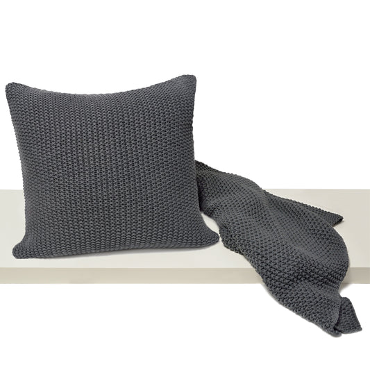 Jamie Pillow and Throw Set - Charcoal