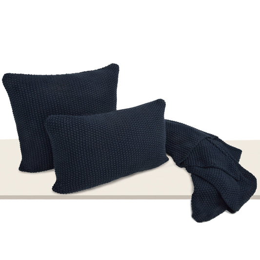 Jamie Pillows and Throw Set - Navy